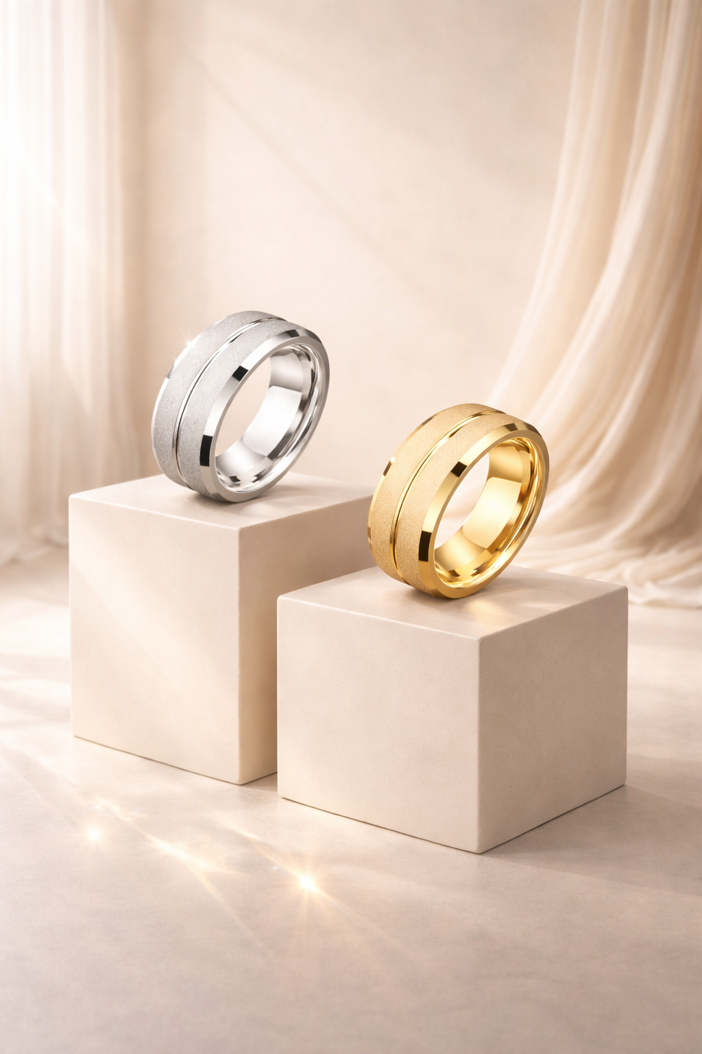 Anillos mate de acero inoxidable de 8MM para hombres, anillo de acero de titanio