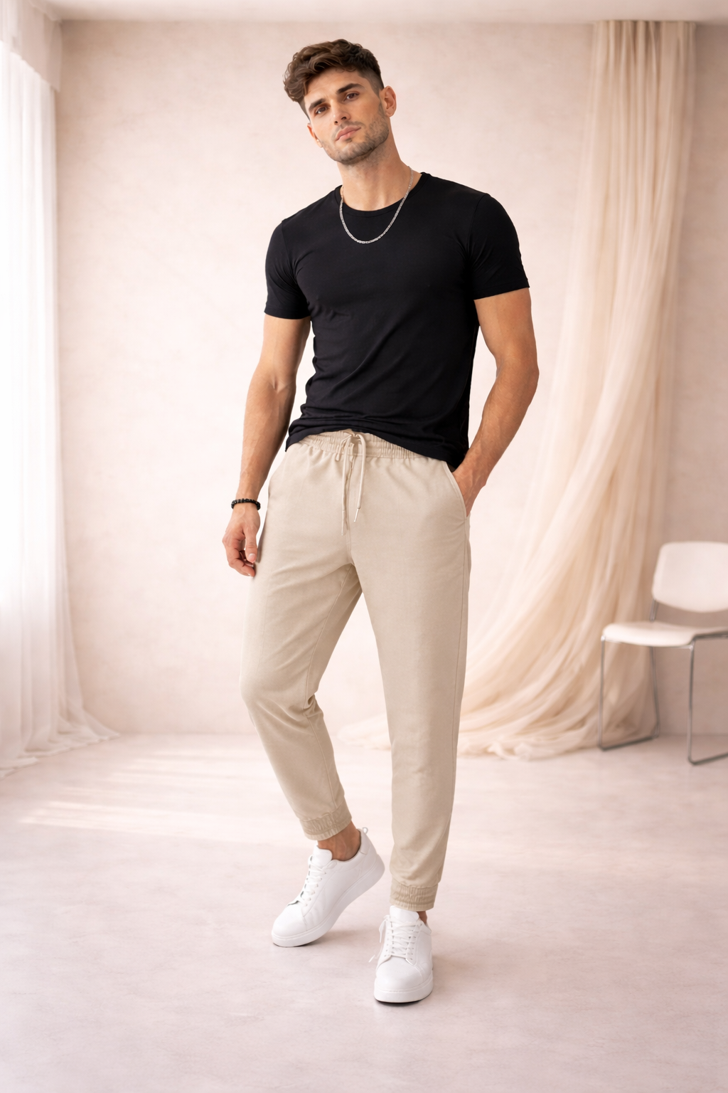 Pantalón Jogger de Lino para Hombre – Ajuste Cómodo y Estilo Casual Moderno