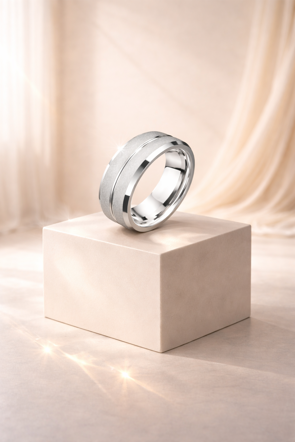 Anillos mate de acero inoxidable de 8MM para hombres, anillo de acero de titanio