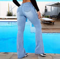 Jeans de Mezclilla Ajustados con Corte Bootcut – Efecto Push Up y Pierna Larga
