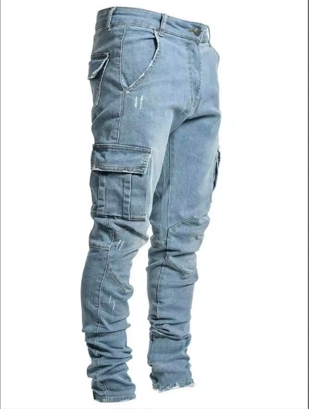 Jeans Hombre Denim Claro Desgastado – Corte Moderno con Roturas Premium