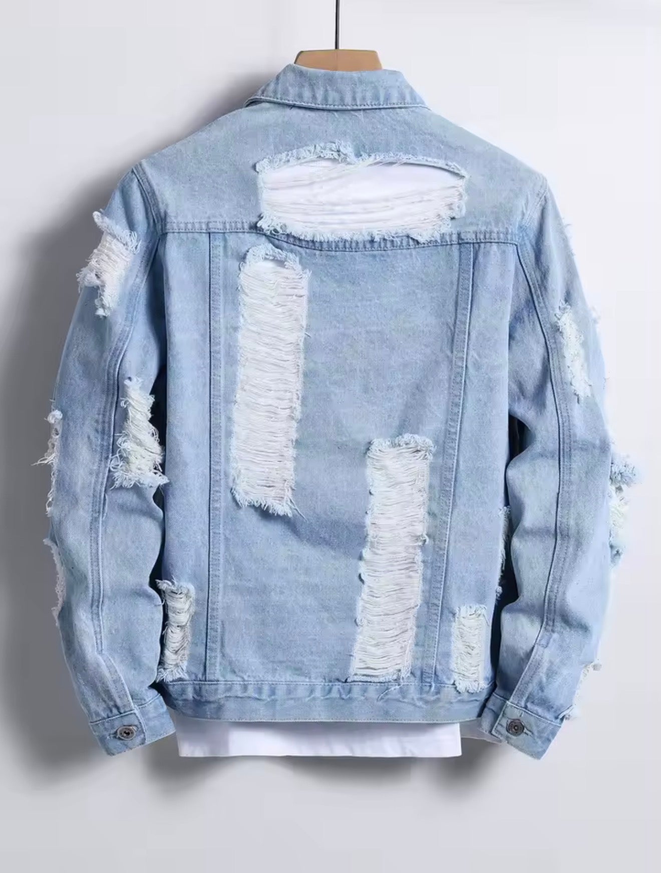 Chaqueta Denim Sky Vintage con Efecto Desgastado Premium