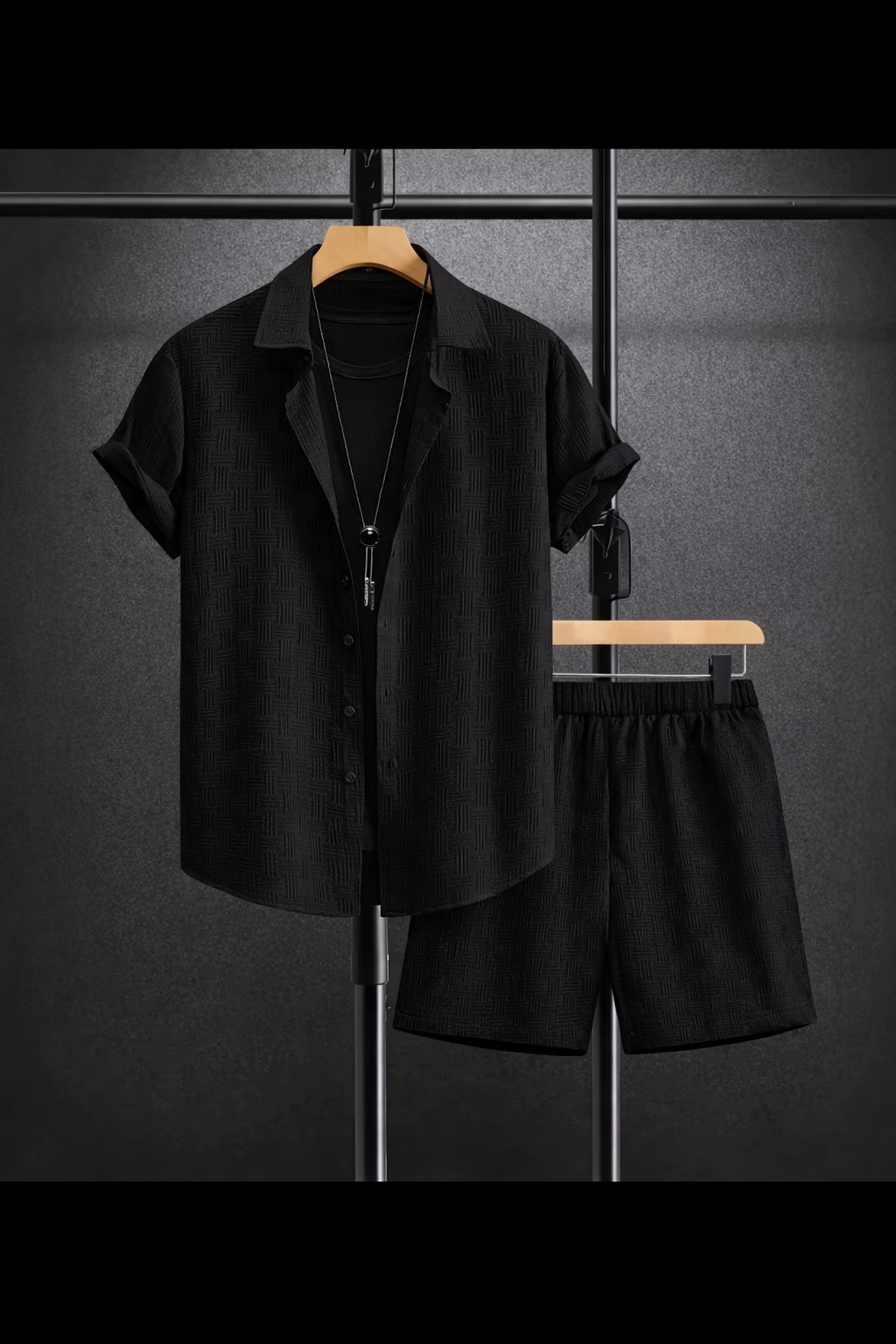 Conjunto Masculino de Verano – Camisa Texturizada y Shorts a Juego