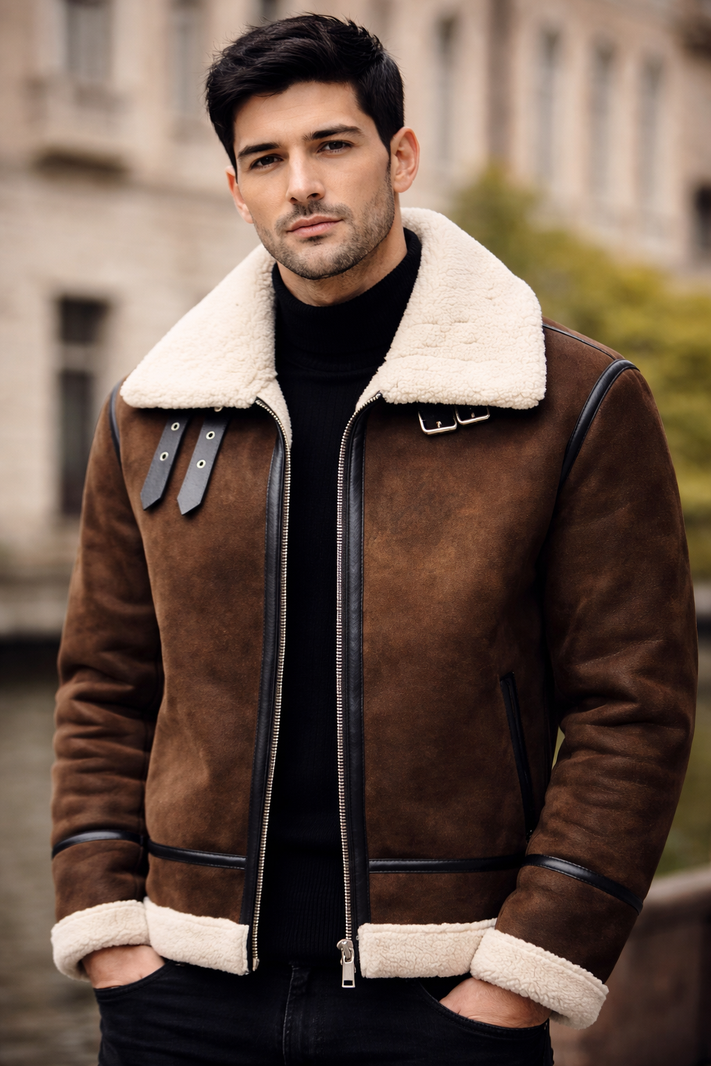 Chaqueta Aviador Negra con Forro de Borrego: Estilo y Calidez Atemporal