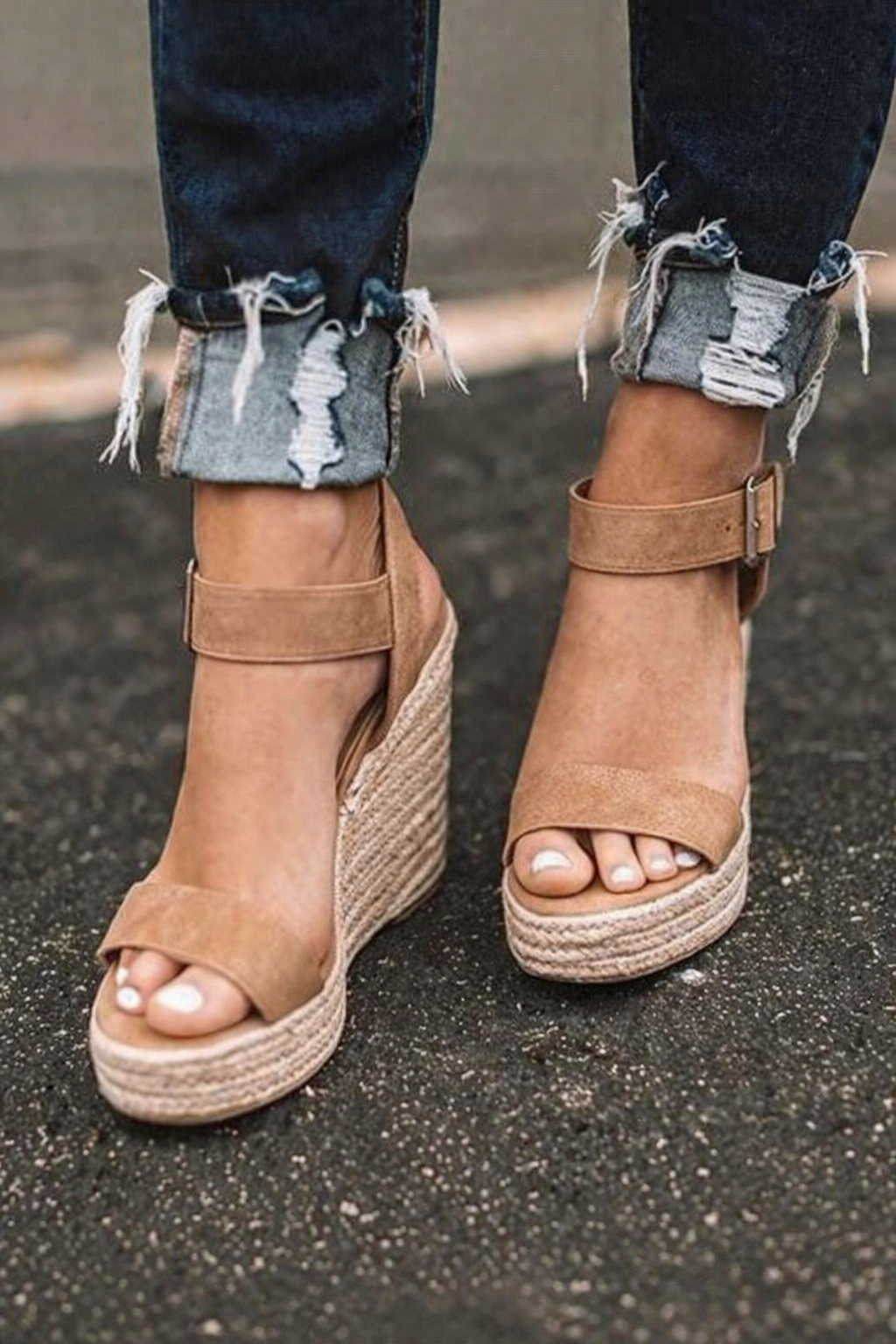 Sandalias de tacón alto con cuña para mujer, calzado de verano, con plataforma