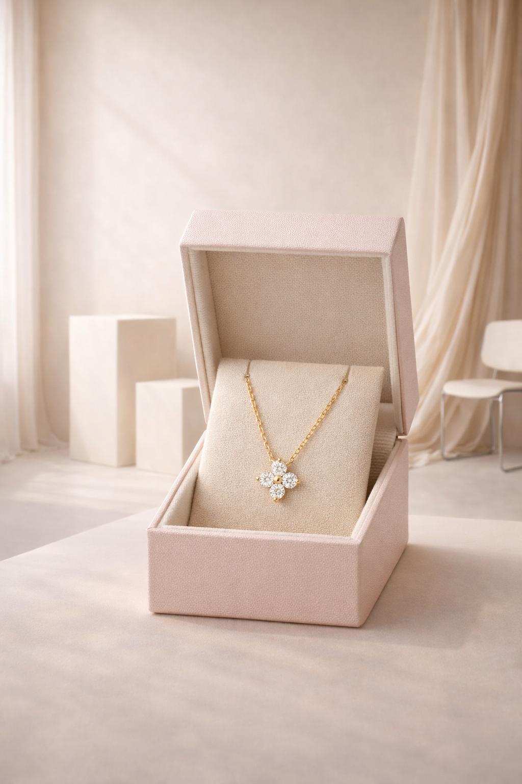 Colgante Fino de Mujer con Flor de Diamante – Elegancia Delicada y Atemporal