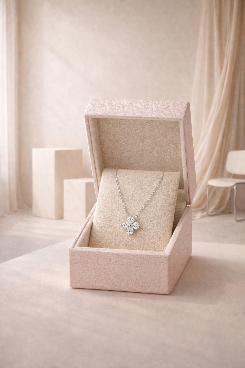 Colgante Fino de Mujer con Flor de Diamante – Elegancia Delicada y Atemporal