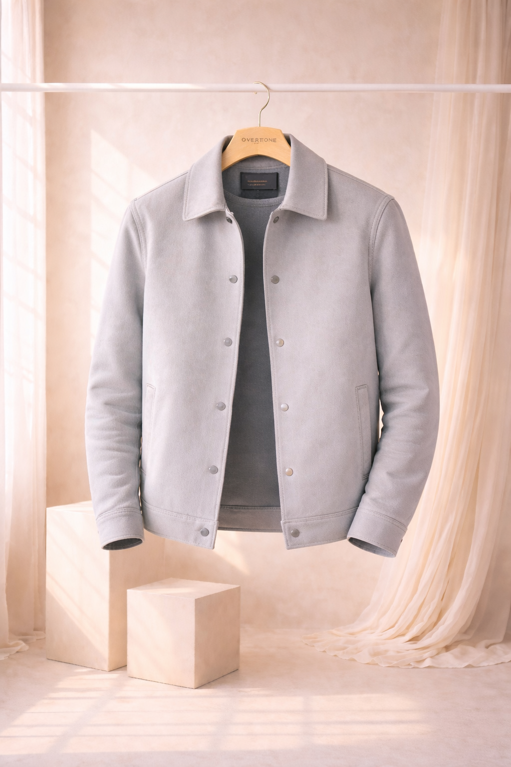 Chaqueta corta cepillada de poliéster para hombre