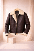 Chaqueta Aviador de Cuero Marrón con Forro de Borrego – Estilo Clásico y Elegante