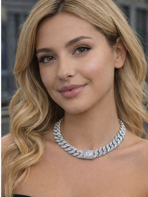 Cadena Cubana con Circonitas 5A – Acero Inoxidable Bañado en Oro 18K y tamaño ideal 45,72 cm | Estilo Hip Hop de Lujo