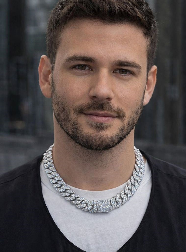 Cadena Cubana con Circonitas 5A – Acero Inoxidable Bañado en Oro 18K y tamaño ideal 50,80cm | Estilo Hip Hop de Lujo