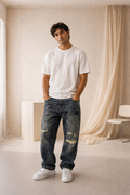 Jeans Urbanos Slim Fit con Panel Deportivo – Estilo Streetwear Moderno