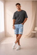 Bermuda Vaquera Denim Desgastado Hombre – Estilo Casual Moderno