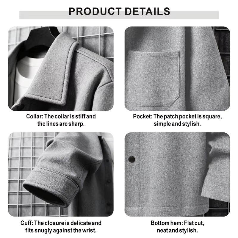 Chaqueta corta cepillada de poliéster para hombre