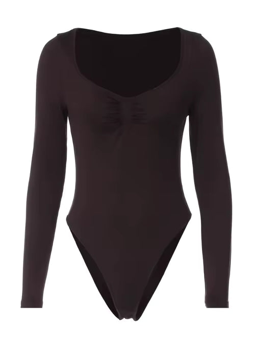 Body Negro de Manga Larga Ajustado – Elegancia y Estilo Minimalista