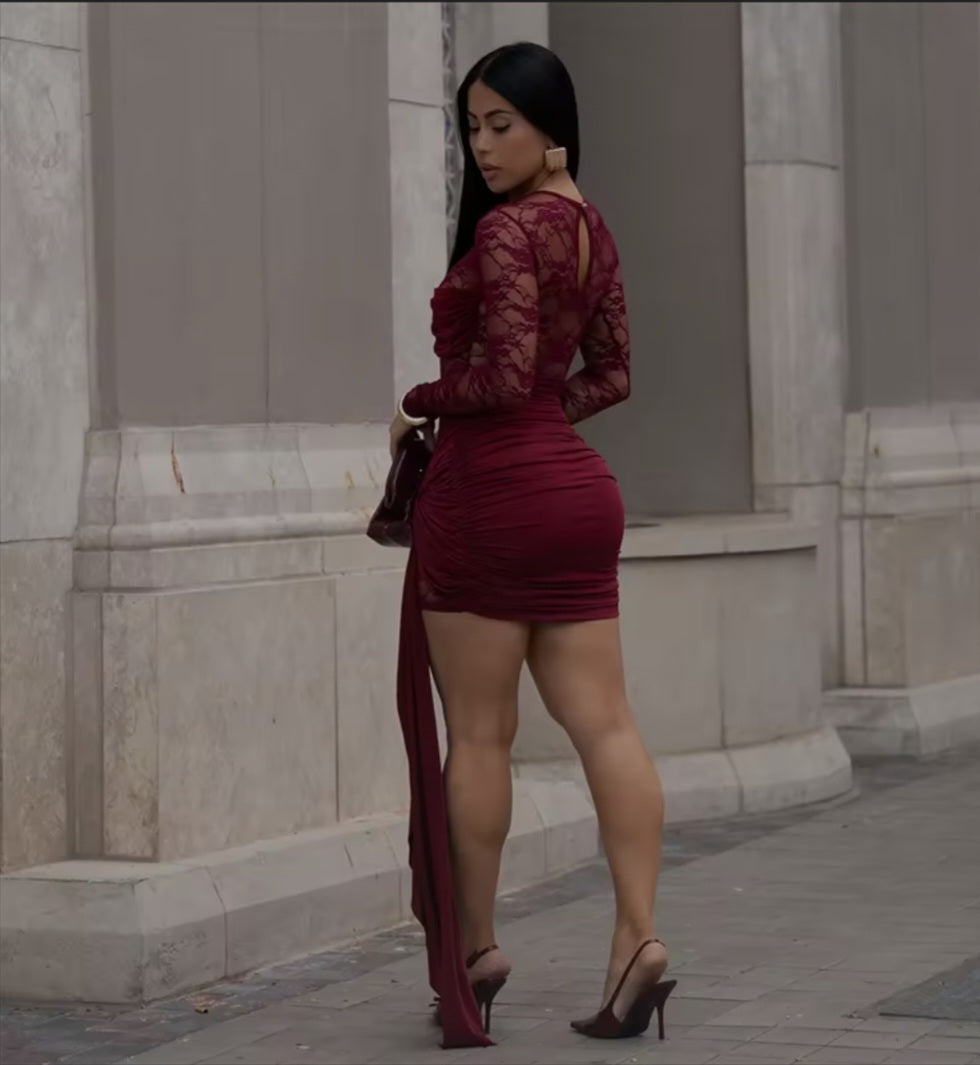 Vestido Sexy Transparente de Encaje Floral para Mujer